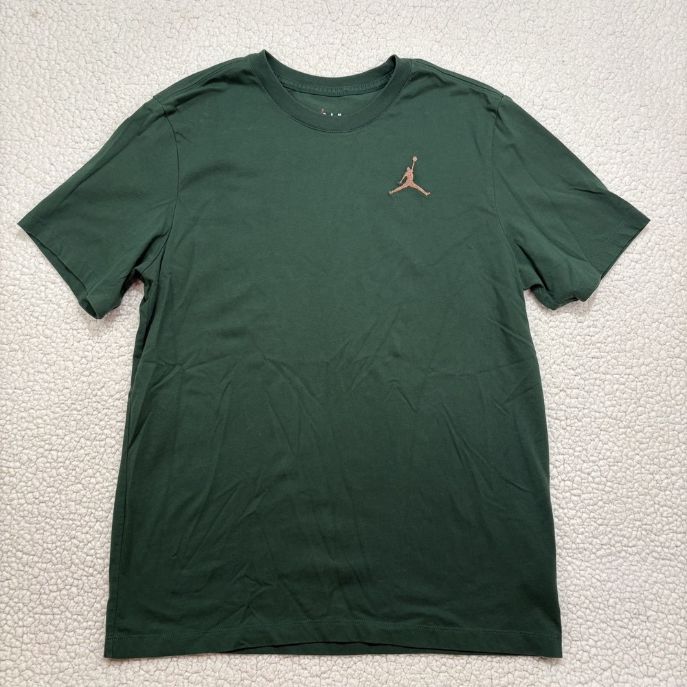 Jordan Men's L Embroidered Jumpman Logo SS T-shirt Green Sports Tee Nike Air